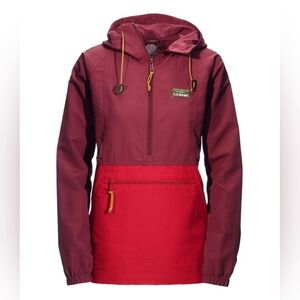 Mens Medium L.L. Bean Red and Burgundy Mountain Classic Anorak New Waterproof
